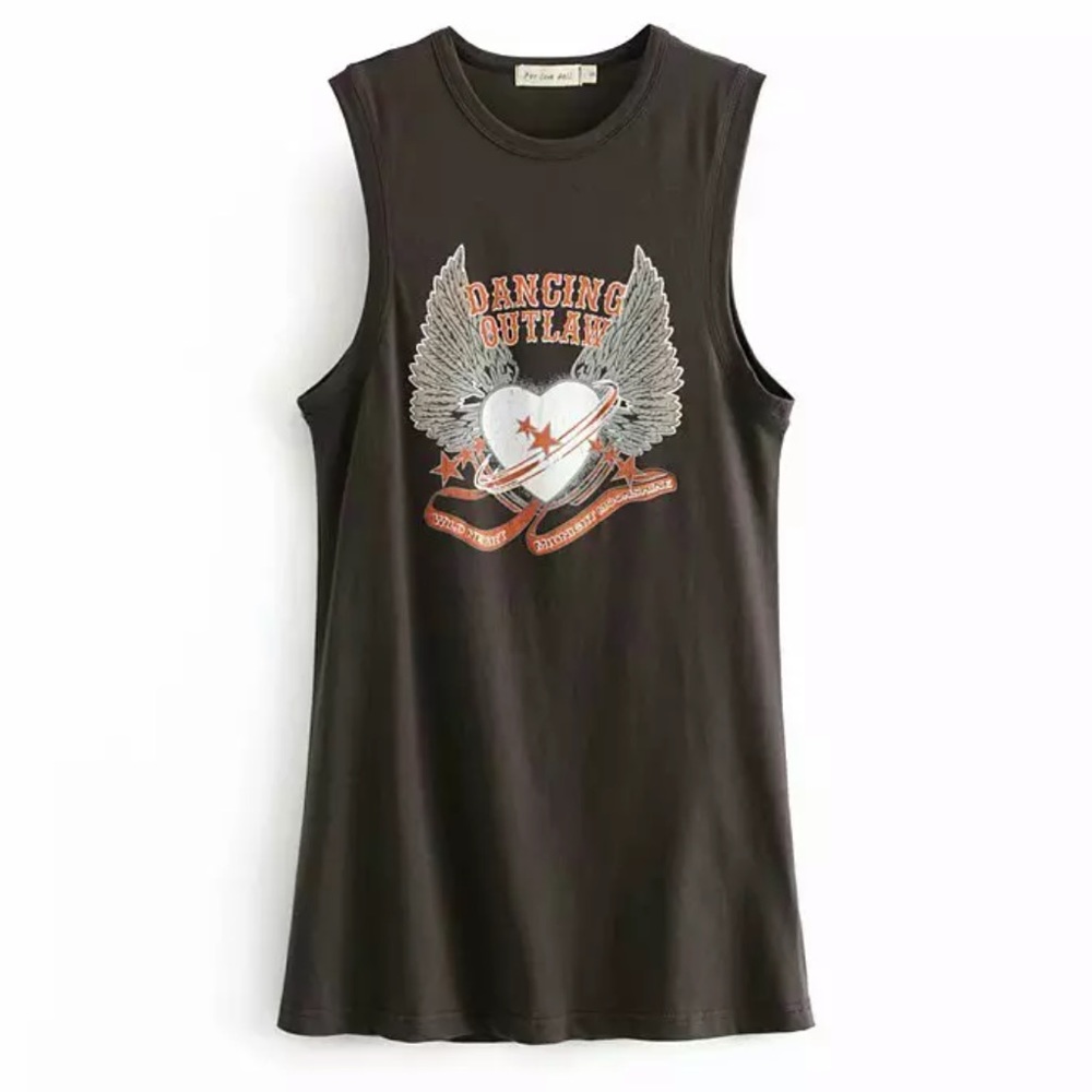Dancing Outlaw Boho Gypsy Print Tank Tee Dress - Picture 4 of 7